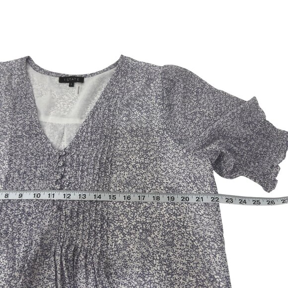 1. State Womens V-Neck Blouse L Light Purple & White Floral Print Polyester - Picture 4 of 10